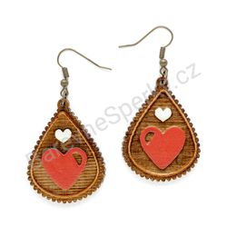 Dřevěné handmade lidové náušnice -