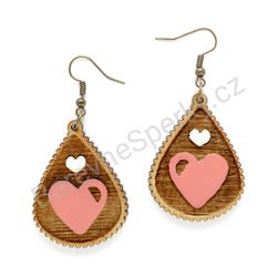 Dřevěné handmade lidové náušnice -