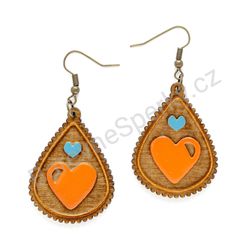 Dřevěné handmade lidové náušnice -