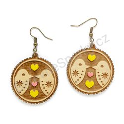 Dřevěné handmade lidové náušnice -