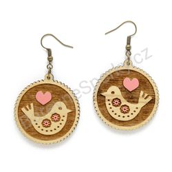 Dřevěné handmade lidové náušnice -