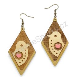 Dřevěné handmade lidové náušnice -