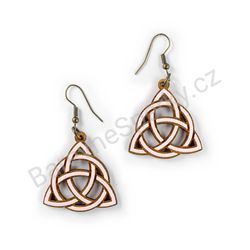 Dřevěné visací geometrické náušnice - Trinity Knot (trojúhelníkové), růžové