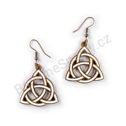 Dřevěné visací geometrické náušnice - Trinity Knot (trojúhelníkové), bílé