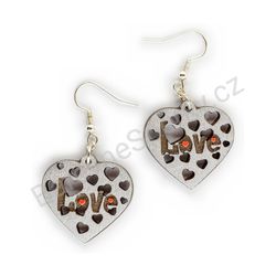 Dřevěné handmade srdíčkové náušnice - Heartstorm 2