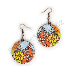 Dřevěné handmade kvetinkové náušnice - Hippie Blossom 2