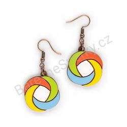 Dřevěné handmade geometrické náušnice - Spiral Knot (barevné)