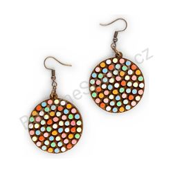 Dřevěné handmade mandala náušnice - Mandala Dots