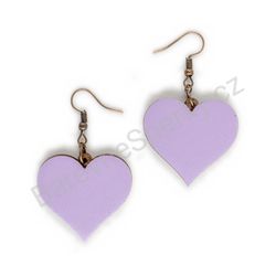 Dřevěné handmade srdíčkové náušnice - Pure Heart (fialové)