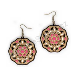 Dřevěné handmade mandala náušnice - Starry Bloom