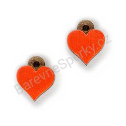 Dřevěné handmade srdíčkové náušnice - Pure Heart (červené, malé)
