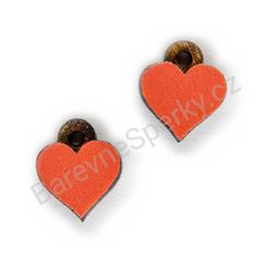 Dřevěné handmade srdíčkové náušnice - Pure Heart (červené, malé)