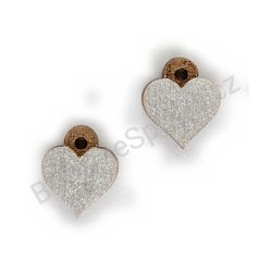 Dřevěné handmade srdíčkové náušnice - Pure Heart (stříbrné, malé)