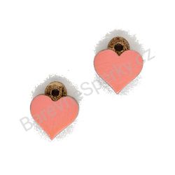 Dřevěné handmade srdíčkové náušnice - Pure Heart (tmavě růžové, malé)