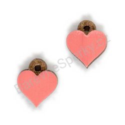 Dřevěné handmade srdíčkové náušnice - Pure Heart (tmavě růžové, malé)