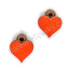 Dřevěné handmade srdíčkové náušnice - Pure Heart (červené, malé)