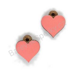 Dřevěné handmade srdíčkové náušnice - Pure Heart (růžové, malé)