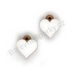 Dřevěné handmade srdíčkové náušnice - Pure Heart (bílé, malé)