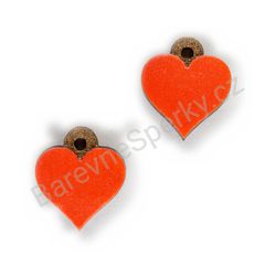Dřevěné handmade srdíčkové náušnice - Pure Heart (červené, malé)