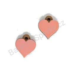 Dřevěné handmade srdíčkové náušnice - Pure Heart (světle růžové, malé)