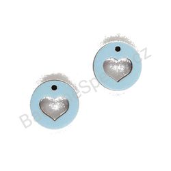 Dřevěné handmade srdíčkové náušnice - Heart Circle (světle modré)
