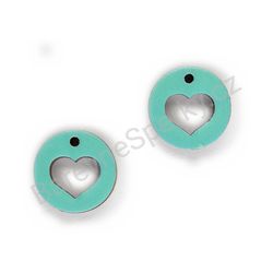 Dřevěné handmade srdíčkové náušnice - Heart Circle (modré???)