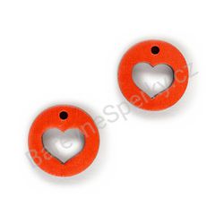 Dřevěné handmade srdíčkové náušnice - Heart Circle (červené)