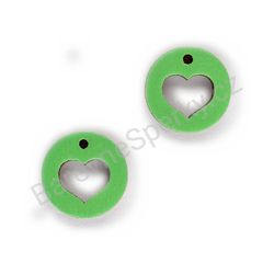 Dřevěné handmade srdíčkové náušnice - Heart Circle (zelené)