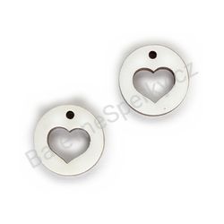 Dřevěné handmade srdíčkové náušnice - Heart Circle (bílé)