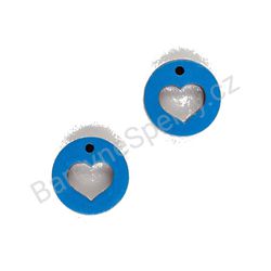 Dřevěné handmade srdíčkové náušnice - Heart Circle (tmavě modré)