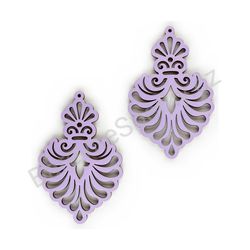 Dřevěné handmade krajkové náušnice - Royal Elegance (středně fialové)