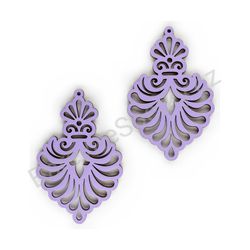 Dřevěné handmade krajkové náušnice - Royal Elegance (tmavě fialové)