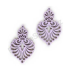 Dřevěné handmade krajkové náušnice - Royal Elegance (bledě fialové)