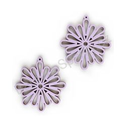 Dřevěné visací krajkové náušnice - Snowflake (nepravidelné), fialové