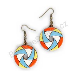 Dřevěné visací geometrické náušnice - Hexa Spin (kulaté), pestrobarevné 8